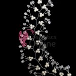 Accesoriu modern pentru decor par WED45II Argintiu cu cristale si perle de 35cm Accesoriu modern pentru decor par WED45II Argintiu cu cristale si perle de 35cm